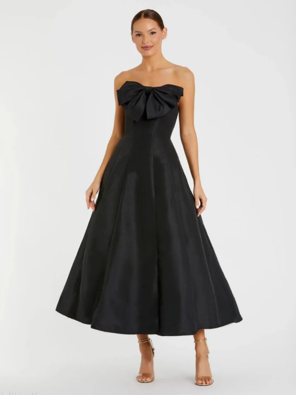 Mac Duggal Style 49605 Black Strapless A-Line Dress with the Bow Size 4